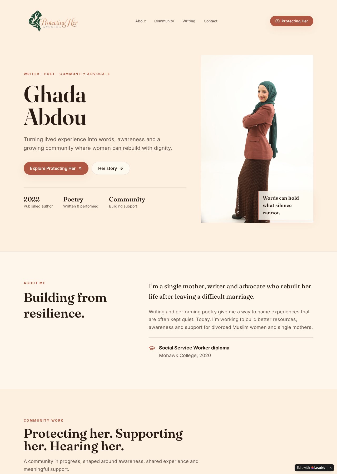 Ghada Abdou website screenshot